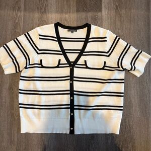 Adrianna Papell Black and White Mesh Cardigan